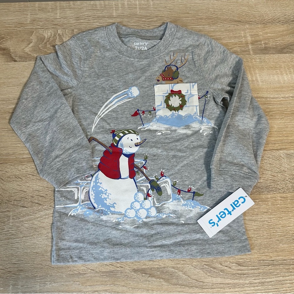 Toddler Snowman and Reindeer Long Sleeve Tee
